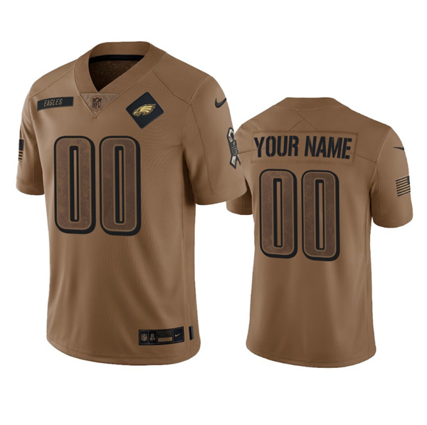Mens Philadelphia Eagles Active Player Custom 2023 Brown Salute To Setvice Limited Football Stitched Jersey->customized nfl jersey->Custom Jersey